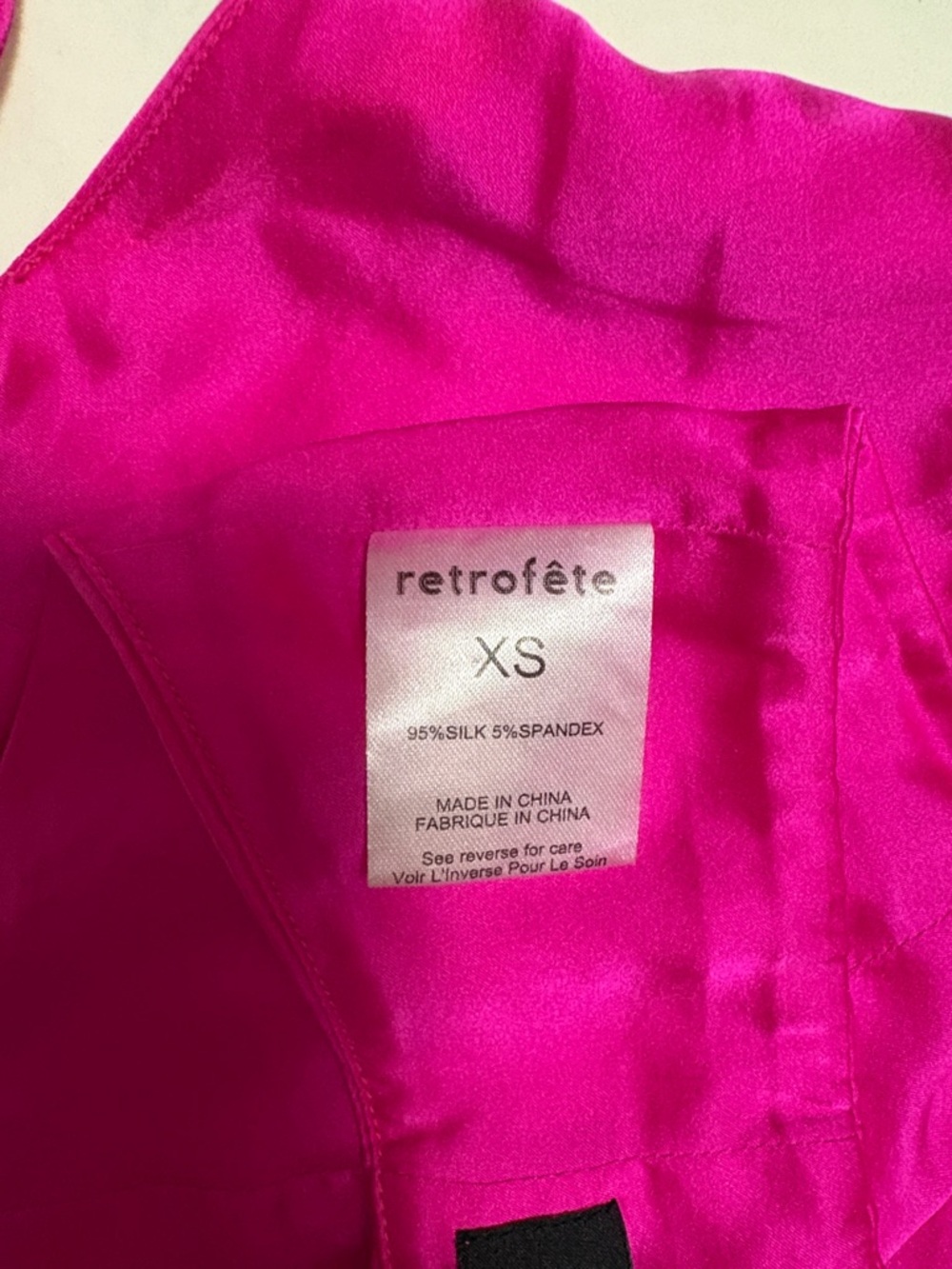 Retrofete Fuchsia Pink Satin Crop Tank Top - Picture 4 of 4